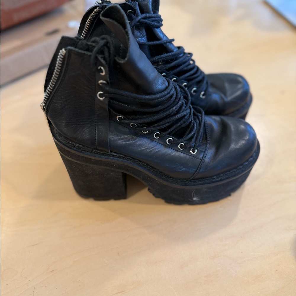 UNIF Black Platform Lace-Up Boots